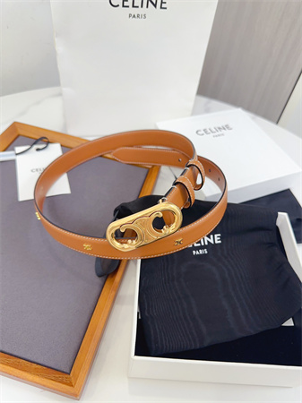 Ce**e triomphe belt 25mm calfskin gold tone metal brown