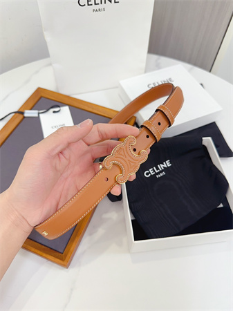 Ce**e triomphe belt 25mm calfskin gold tone metal brown