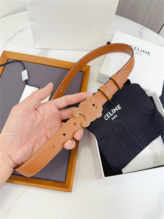 Ce**e triomphe belt 25mm calfskin gold tone metal brown