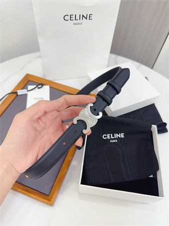 Ce**e triomphe belt 25mm calfskin silver tone buckle black