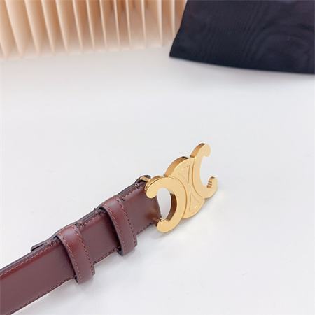 Ce**e triomphe belt 34mm calfskin shinny gold tone buckle burgundy