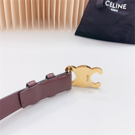 Ce**e triomphe belt 34mm calfskin shinny gold tone buckle burgundy