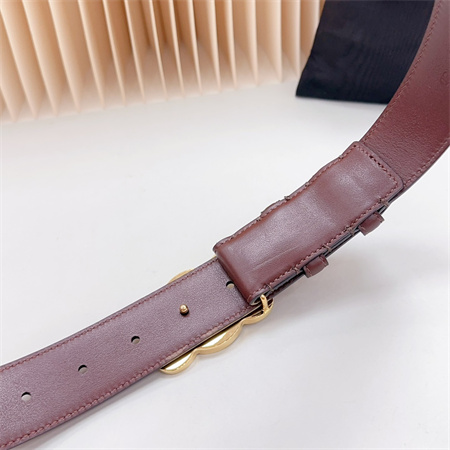 Ce**e triomphe belt 34mm calfskin shinny gold tone buckle burgundy