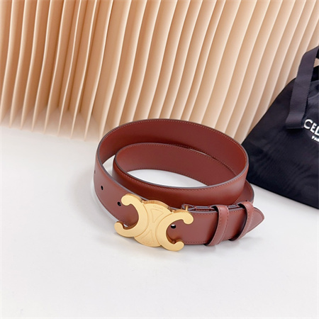 Ce**e triomphe belt 34mm calfskin shinny gold tone buckle caramel