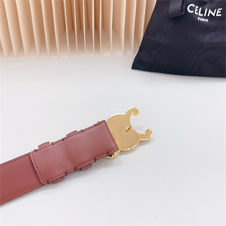 Ce**e triomphe belt 34mm calfskin shinny gold tone buckle caramel