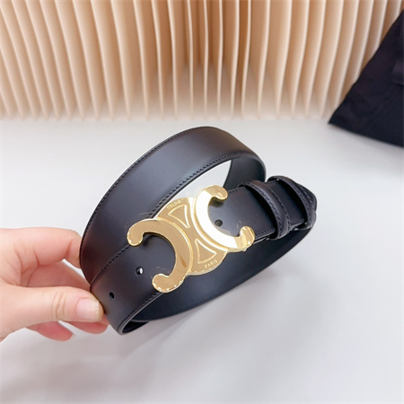 Ce**e triomphe belt 34mm calfskin shinny gold tone buckle black