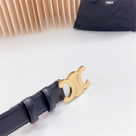 Ce**e triomphe belt 34mm calfskin shinny gold tone buckle black