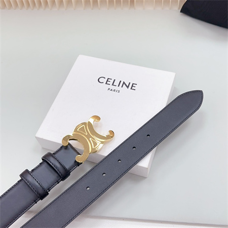 Ce**e triomphe belt 34mm calfskin shinny gold tone buckle black