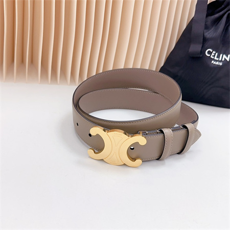 Ce**e triomphe belt 34mm calfskin shinny gold tone buckle grey