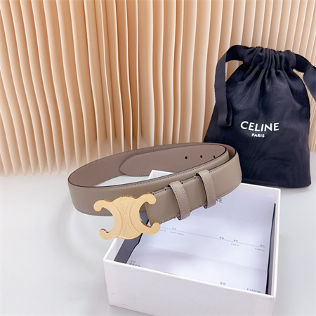 Ce**e triomphe belt 34mm calfskin shinny gold tone buckle grey
