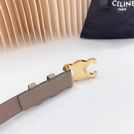 Ce**e triomphe belt 34mm calfskin shinny gold tone buckle grey