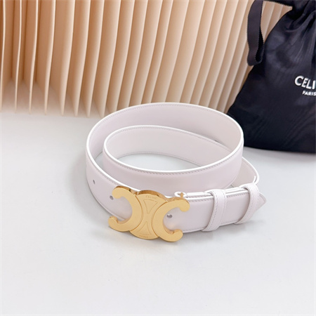 Ce**e triomphe belt 34mm calfskin shinny gold tone buckle white