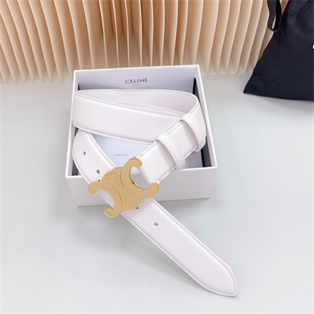 Ce**e triomphe belt 34mm calfskin shinny gold tone buckle white
