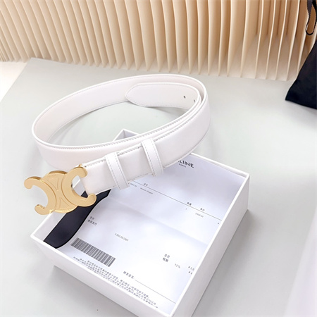 Ce**e triomphe belt 34mm calfskin shinny gold tone buckle white