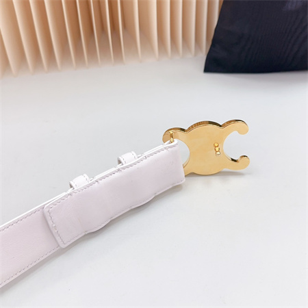 Ce**e triomphe belt 34mm calfskin shinny gold tone buckle white