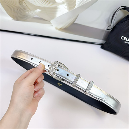 Ce**e belt 25mm calfskin in silver color
