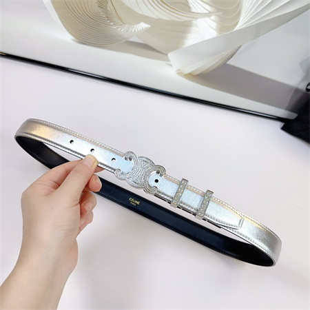 Ce**e triomphe belt 25mm calfskin in silver color
