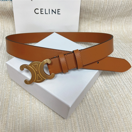 Ce**e men’s triomphe belt 35mm calfskin gold tone buckle brown