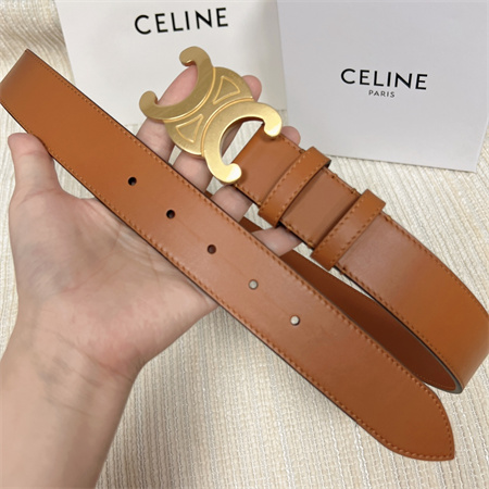 Ce**e men’s triomphe belt 35mm calfskin gold tone buckle brown
