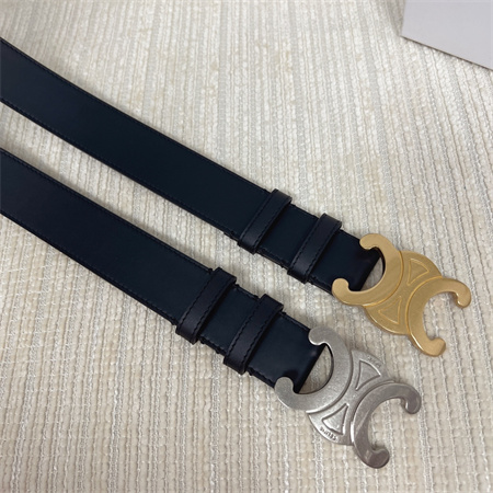 Ce**e men’s triomphe belt 35mm calfskin silver tone buckle black