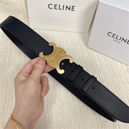 Ce**e men’s triomphe belt 35mm calfskin gold tone buckle black