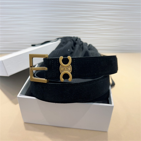 Ce**e teen triomphe belt 30mm suded gold tone buckle black
