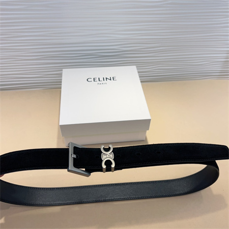 Ce**e teen triomphe belt 30mm suded silver tone buckle black
