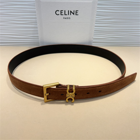 Ce**e teen triomphe belt 30mm suded gold tone buckle brown