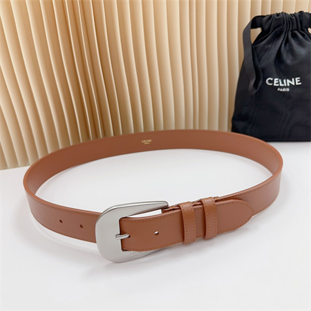 Ce**e belt 35mm calfskin silver tone buckle brown
