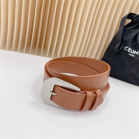 Ce**e belt 35mm calfskin silver tone buckle brown