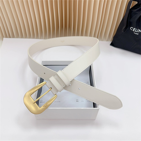 Ce**e belt 35mm calfskin gold tone buckle white