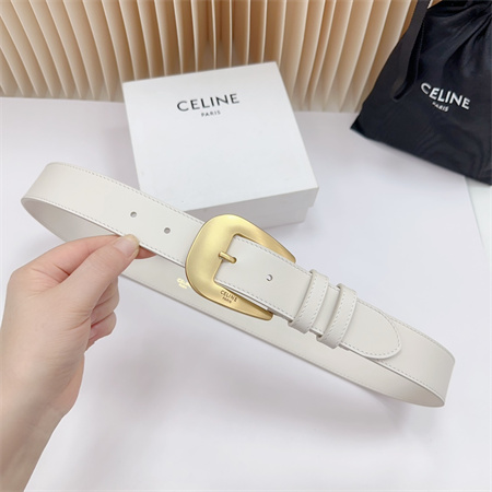 Ce**e belt 35mm calfskin gold tone buckle white