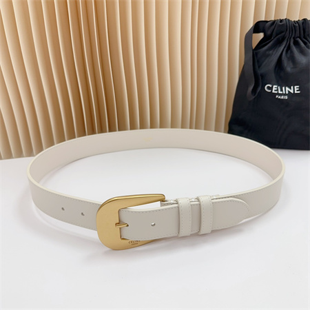 Ce**e belt 35mm calfskin gold tone buckle white