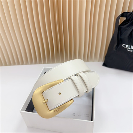 Ce**e belt 35mm calfskin gold tone buckle white