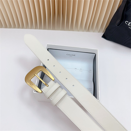 Ce**e belt 35mm calfskin gold tone buckle white