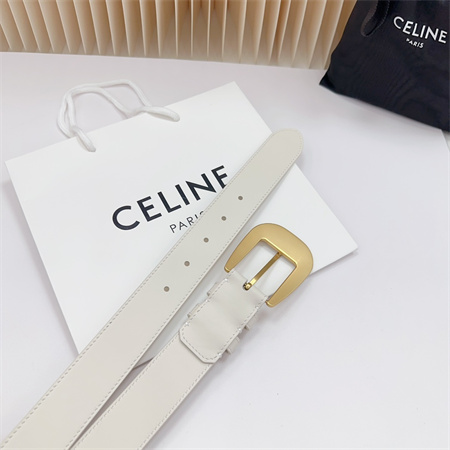 Ce**e belt 35mm calfskin gold tone buckle white