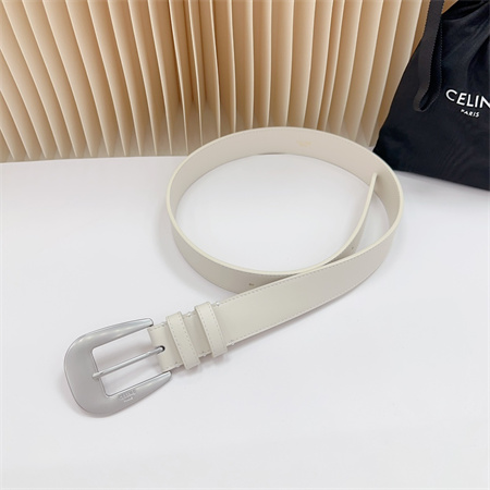 Ce**e belt 35mm calfskin silver tone buckle white