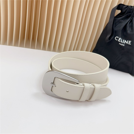 Ce**e belt 35mm calfskin silver tone buckle white