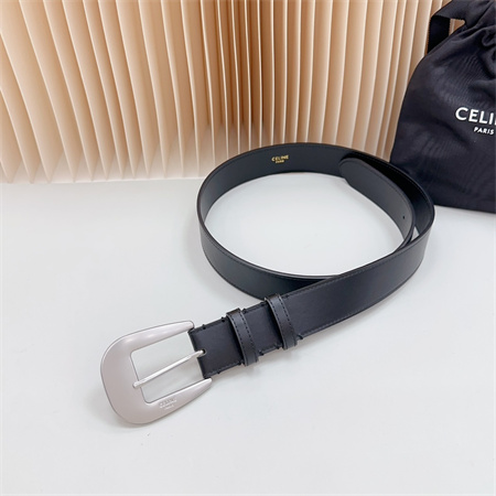 Ce**e belt 35mm calfskin silver tone buckle black