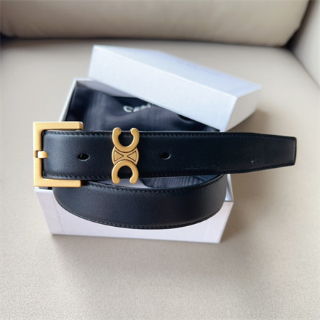 Ce**e teen triomphe belt 30mm calfskin gold tone buckle black