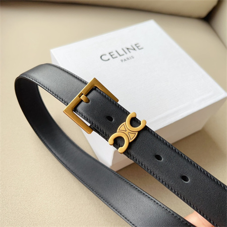 Ce**e teen triomphe belt 30mm calfskin gold tone buckle black