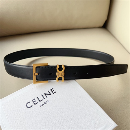 Ce**e teen triomphe belt 30mm calfskin gold tone buckle black