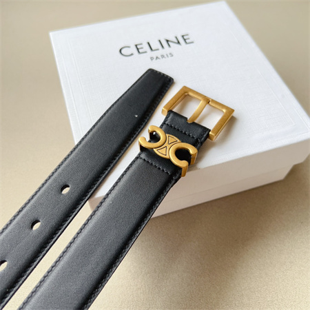 Ce**e teen triomphe belt 30mm calfskin gold tone buckle black