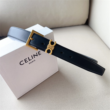 Ce**e teen triomphe belt 30mm calfskin gold tone buckle black