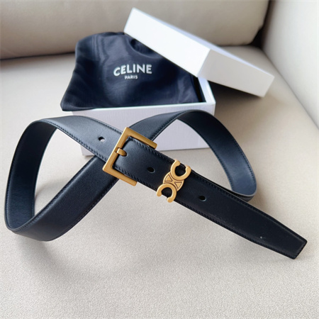 Ce**e teen triomphe belt 30mm calfskin gold tone buckle black