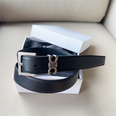 Ce**e teen triomphe belt 30mm calfskin silver tone buckle black