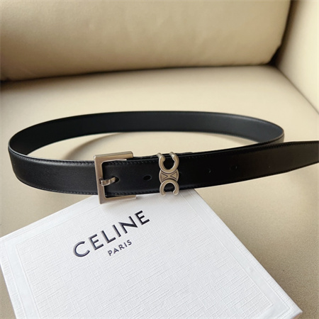 Ce**e teen triomphe belt 30mm calfskin silver tone buckle black