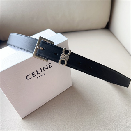 Ce**e teen triomphe belt 30mm calfskin silver tone buckle black