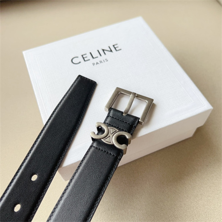 Ce**e teen triomphe belt 30mm calfskin silver tone buckle black