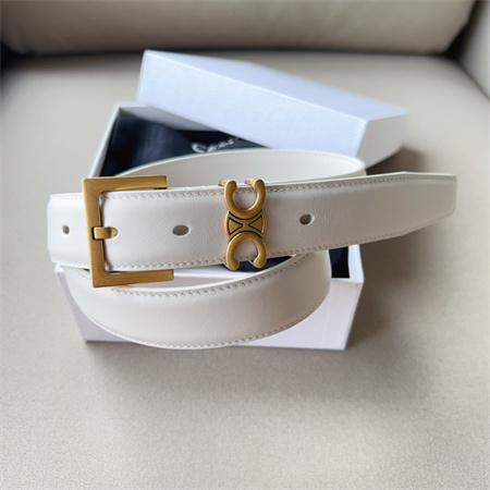 Ce**e teen triomphe belt 30mm calfskin gold tone buckle white